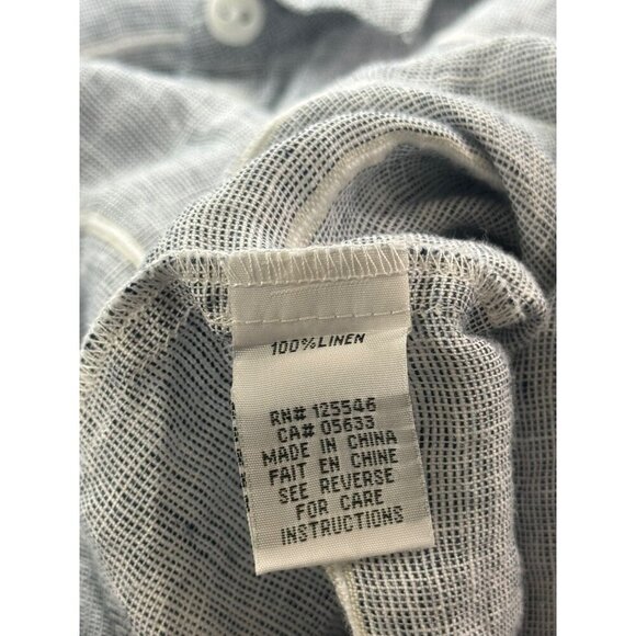 Habitat Clothes to Live In Linen Wrap Blouse Top Long Sleeve Blue White Size L - Picture 11 of 12
